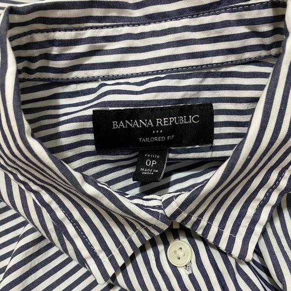 NWOT Banana Republic blue stripe button down 0 petite - Picture 8 of 12